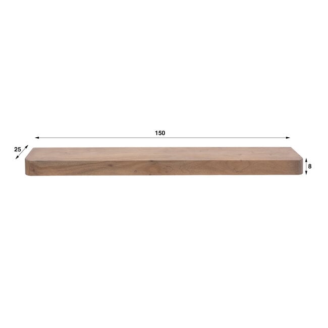 WoonStijl Wandplank Carve 150 cm acacia bruin