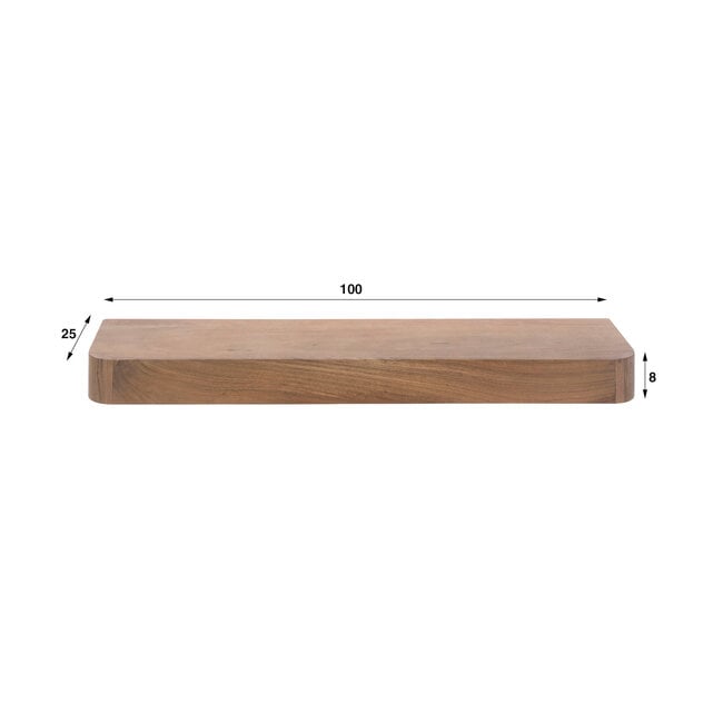 WoonStijl Wandplank Carve 100 cm acacia bruin