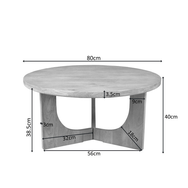 Starfurn Salontafel Guus Naturel Mangohout 80 cm