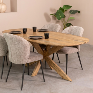 Benoa Eettafel Deens Ovaal Runa met Houten Onderstel 180