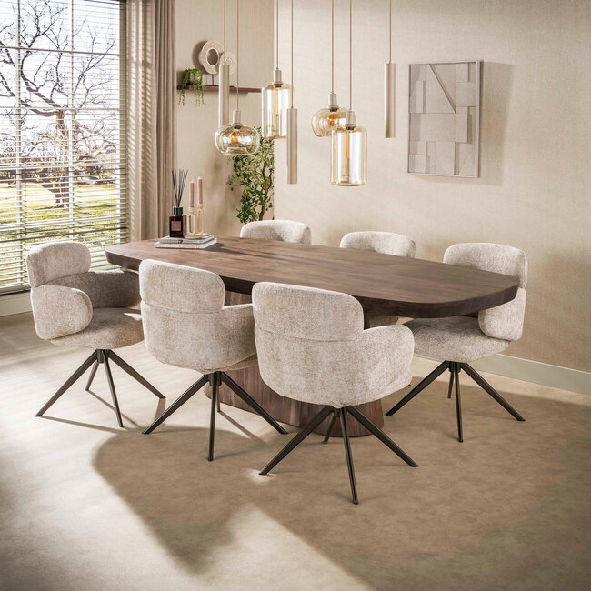 WoonStijl Eettafel Arcadia deens ovaal 240cm Massief acacia bruin