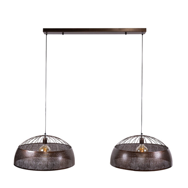 WoonStijl Hanglamp Screen open 2-lichts Ø60cm Antiek koper