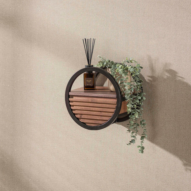 WoonStijl Wandschap Circular 1 lade Ø30cm Acacia bruin