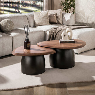 WoonStijl Salontafel Melta set van 2  acacia bruin