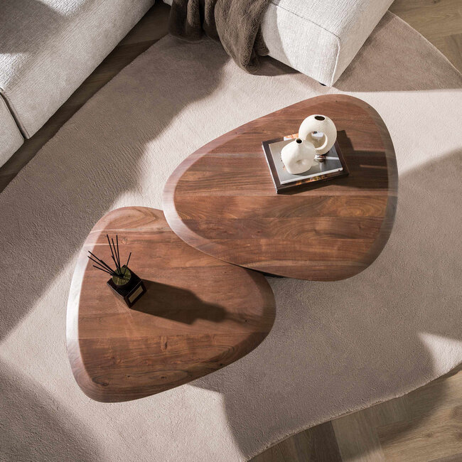 WoonStijl Salontafel Melta set van 2  acacia bruin