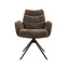 WoonStijl Armstoel Lounge draaibaar taupe met bruin onderstel