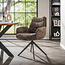 WoonStijl Armstoel Lounge draaibaar taupe met bruin onderstel