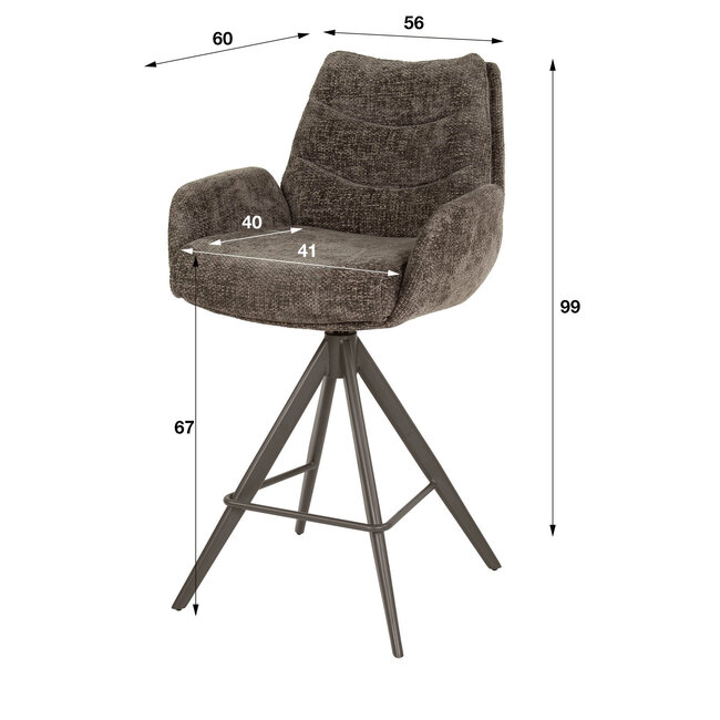 WoonStijl Barstoel lounge Rich taupe met bruin onderstel