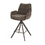 WoonStijl Barstoel lounge Rich taupe met bruin onderstel