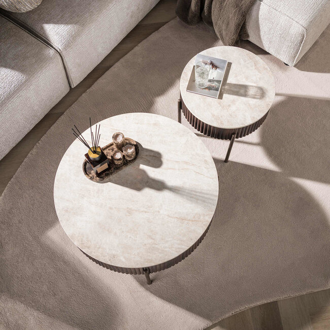 WoonStijl Salontafel Ceramo rond set van 2 Taj Mahal