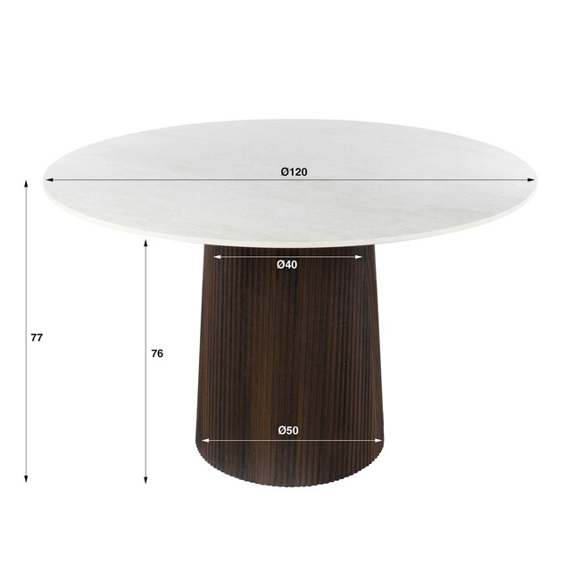 WoonStijl Eettafel Ceramo Centro rond Ø120cm Taj Mahal