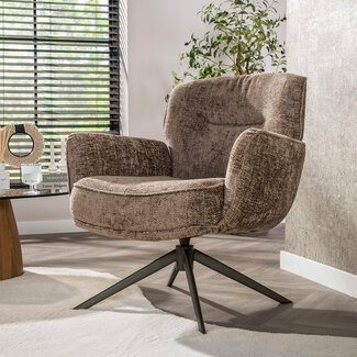 WoonStijl Fauteuil Forza draaibaar Hoven champagne - bruin onderstel