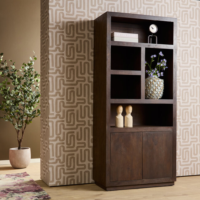 Starfurn Vakkenkast Brussel Brown 90 cm | 5 Vakken Mangohout – Starfurn