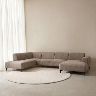 Label51 Bank Merido - Taupe Raven | Zwart Metaal - Velvet - U-Bank Links