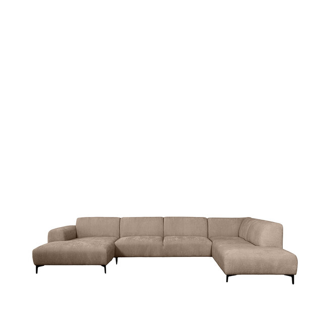 Label51 Bank Merido - Taupe Raven | Zwart Metaal - Velvet - U-Bank Rechts