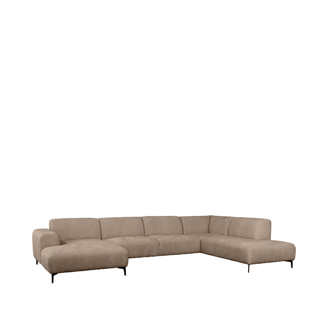 Label51 Bank Merido - Taupe Raven | Zwart Metaal - Velvet - U-Bank Rechts