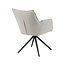 Label51 Eetkamerstoel Amalfi - Naturel - Boucle - Zwart Metalen Frame
