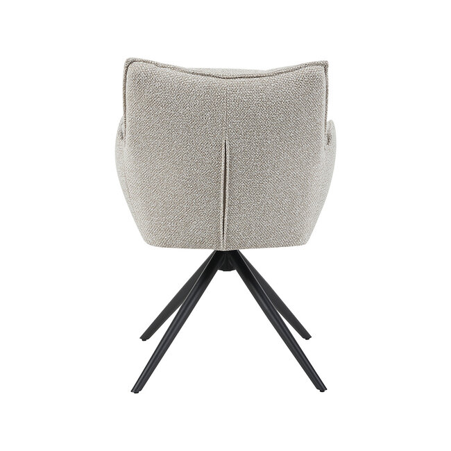Label51 Eetkamerstoel Amalfi - Naturel - Boucle - Zwart Metalen Frame