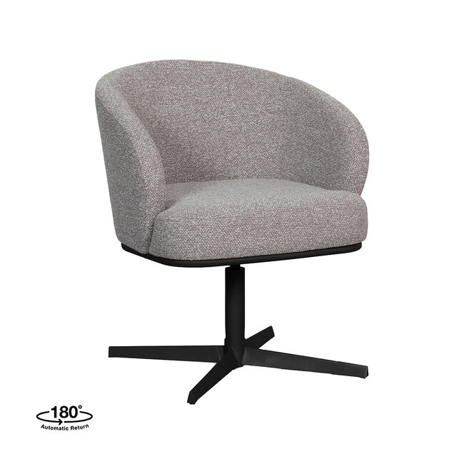 Label51 Eetkamerstoel Cannes - Mushroom - Boucle - Zwart Metalen Frame