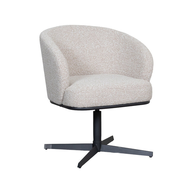 Label51 Eetkamerstoel Cannes - Naturel - Boucle - Zwart Metalen Frame