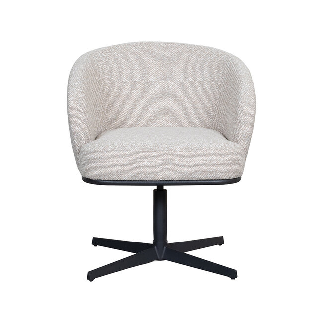 Label51 Eetkamerstoel Cannes - Naturel - Boucle - Zwart Metalen Frame