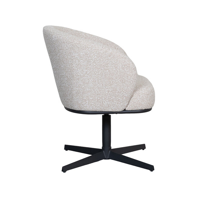 Label51 Eetkamerstoel Cannes - Naturel - Boucle - Zwart Metalen Frame