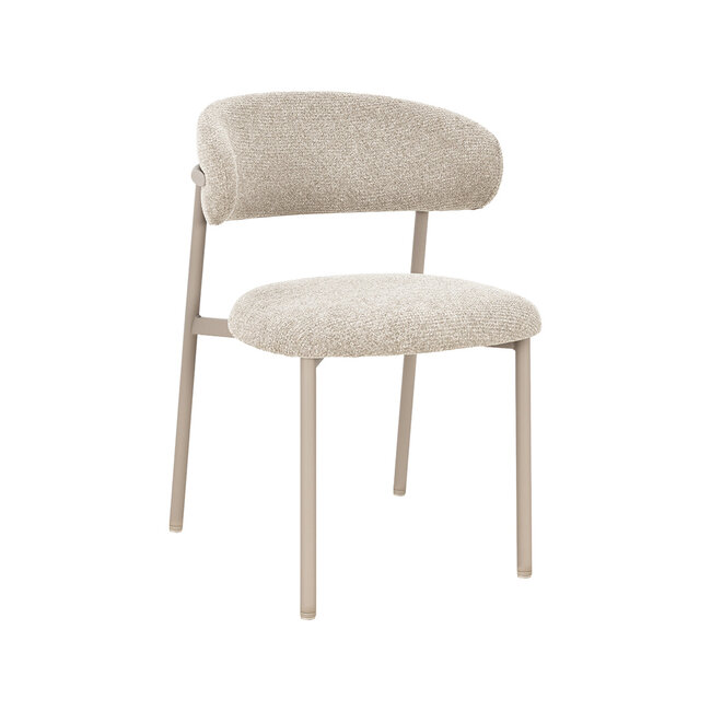 Label51 Eetkamerstoel Kaito - Beige - Geweven - Beige Metalen Frame