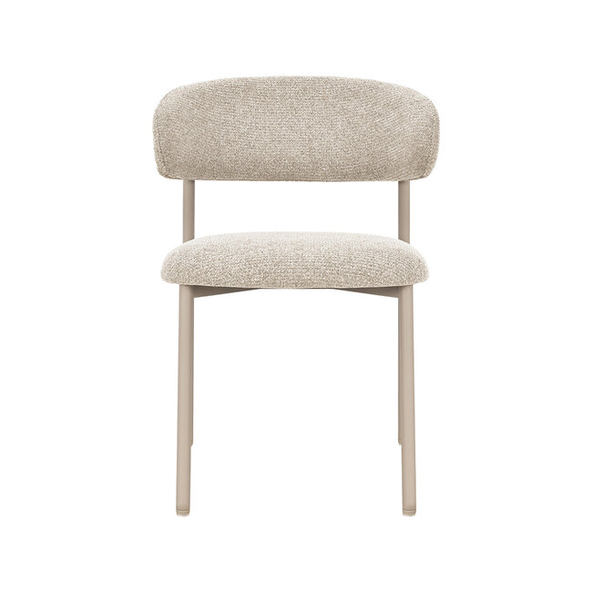 Label51 Eetkamerstoel Kaito - Beige - Geweven - Beige Metalen Frame