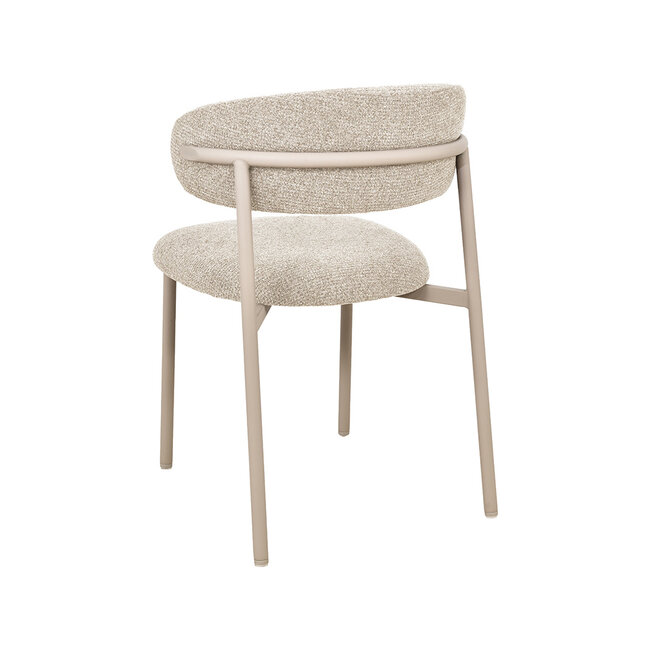 Label51 Eetkamerstoel Kaito - Beige - Geweven - Beige Metalen Frame