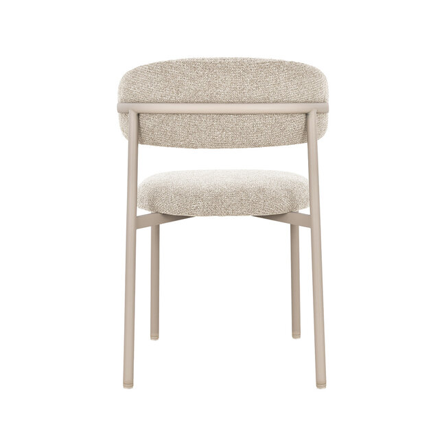 Label51 Eetkamerstoel Kaito - Beige - Geweven - Beige Metalen Frame