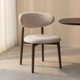 Label51 Eetkamerstoel Kyoto - Beige - Walnoot Frame