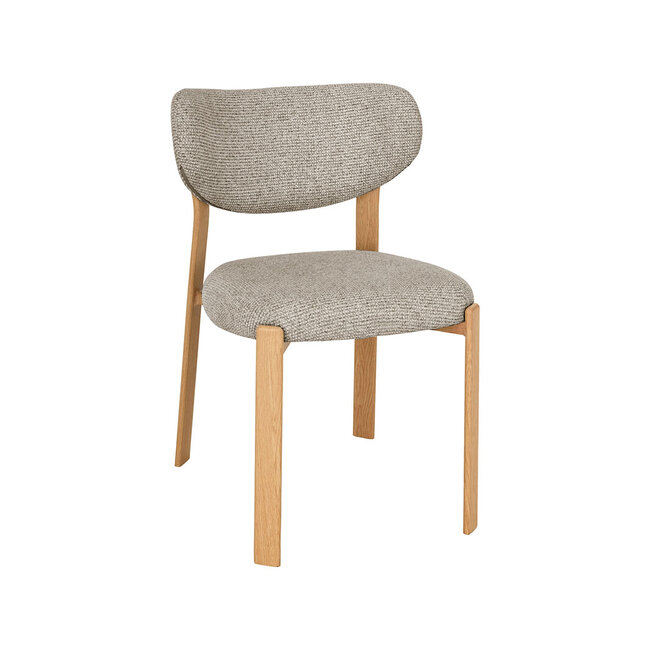 Label51 Eetkamerstoel Mika - Beige - Naturel Houtlook Metaal