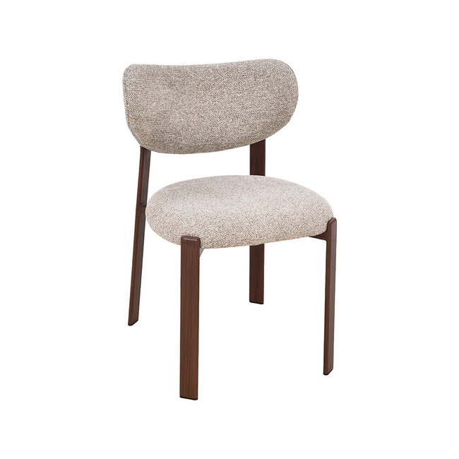 Label51 Eetkamerstoel Mika - Beige - Walnoot Houtlook Metaal
