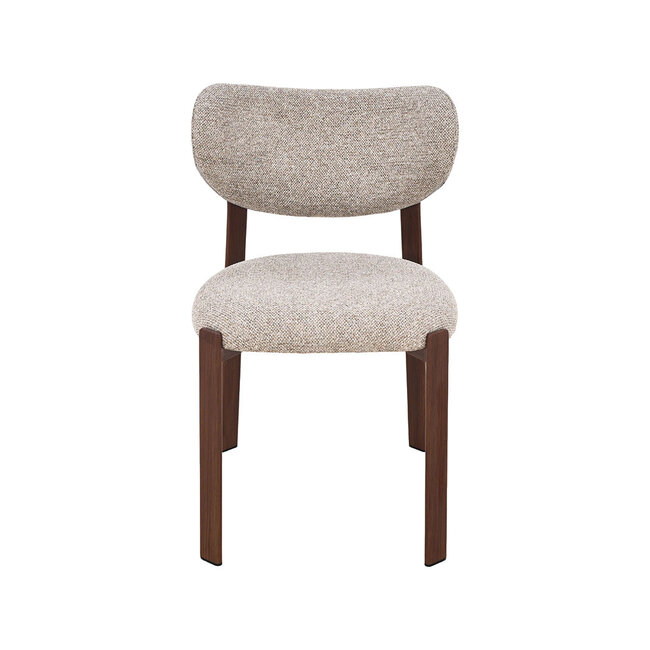 Label51 Eetkamerstoel Mika - Beige - Walnoot Houtlook Metaal