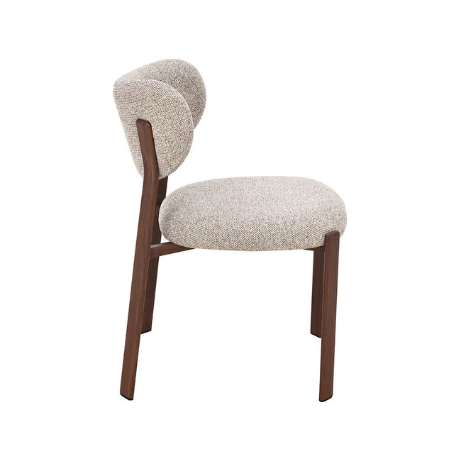 Label51 Eetkamerstoel Mika - Beige - Walnoot Houtlook Metaal