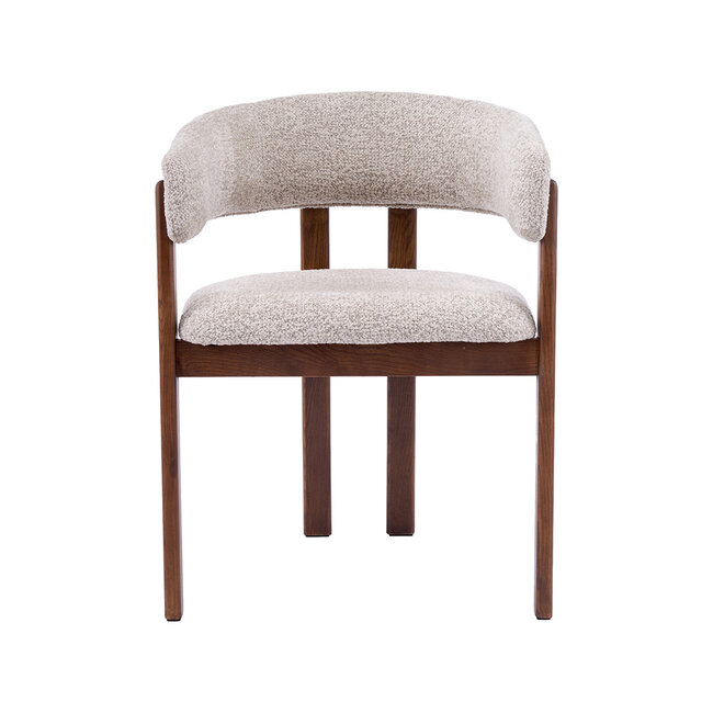 Label51 Eetkamerstoel Osaka - Beige - Geweven - Walnoot Houten Frame