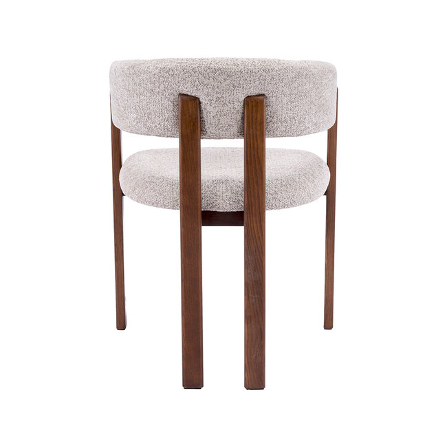 Label51 Eetkamerstoel Osaka - Beige - Geweven - Walnoot Houten Frame