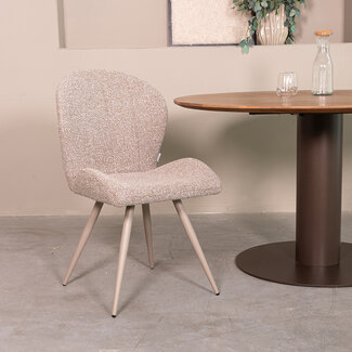 Label51 Eetkamerstoel Sil - Mushroom - Boucle - Taupe Metalen Frame