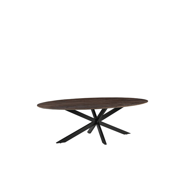 Label51 Eetkamertafel James - Espresso - Mangohout - 160 cm - Ovaal