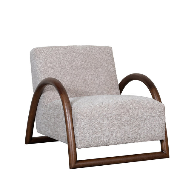 Label51 Fauteuil Viggo - Beige - Geweven - Walnoot Houten Frame