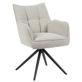 Label51 Eetkamerstoel Amalfi - Naturel - Boucle - Zwart Metalen Frame