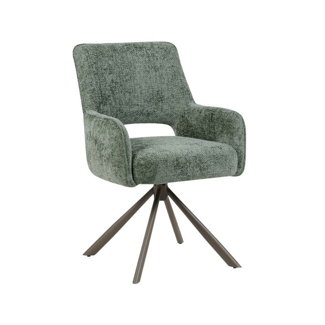 Label51 Eetkamerstoel Bergerac - Hunter - Chenille - Brons Metalen Frame