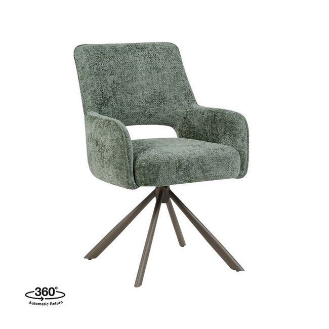 Label51 Eetkamerstoel Bergerac - Hunter - Chenille - Brons Metalen Frame