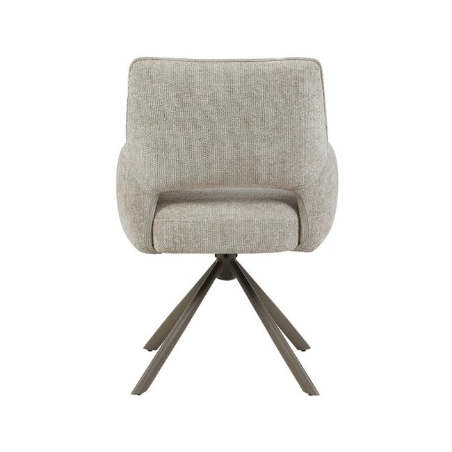 Label51 Eetkamerstoel Bergerac - Naturel - Chenille - Brons Metalen Frame