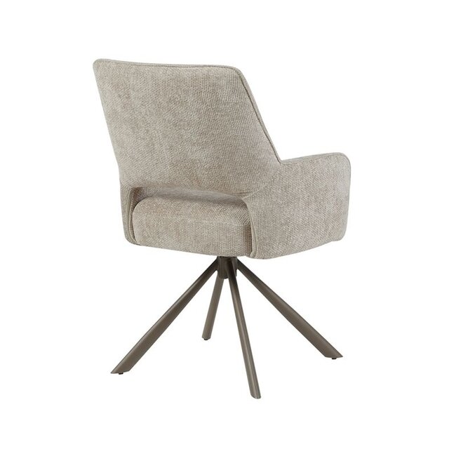 Label51 Eetkamerstoel Bergerac - Naturel - Chenille - Brons Metalen Frame