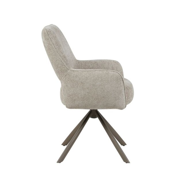 Label51 Eetkamerstoel Bergerac - Naturel - Chenille - Brons Metalen Frame