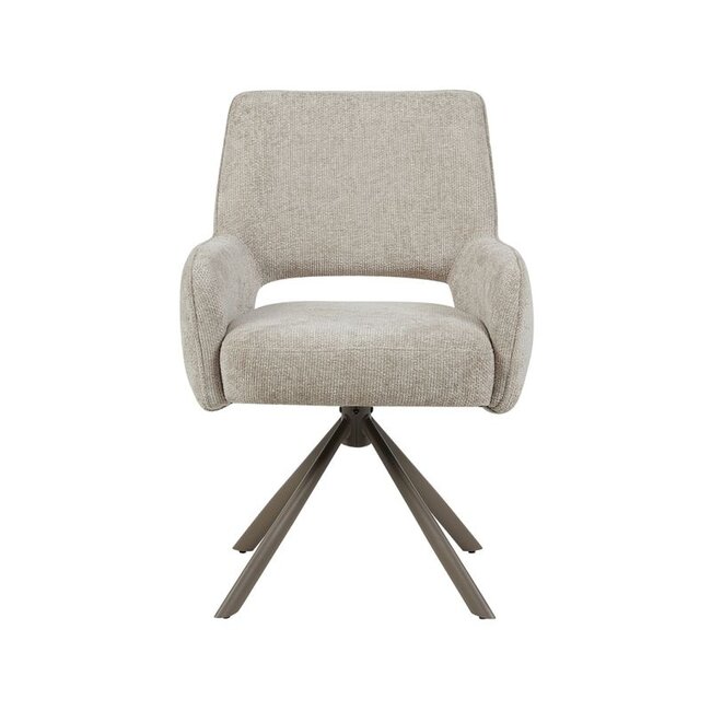 Label51 Eetkamerstoel Bergerac - Naturel - Chenille - Brons Metalen Frame