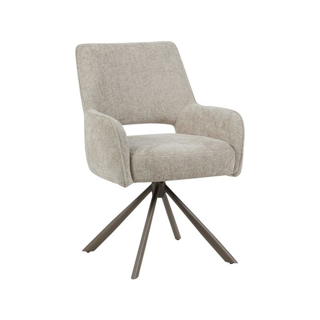 Label51 Eetkamerstoel Bergerac - Naturel - Chenille - Brons Metalen Frame
