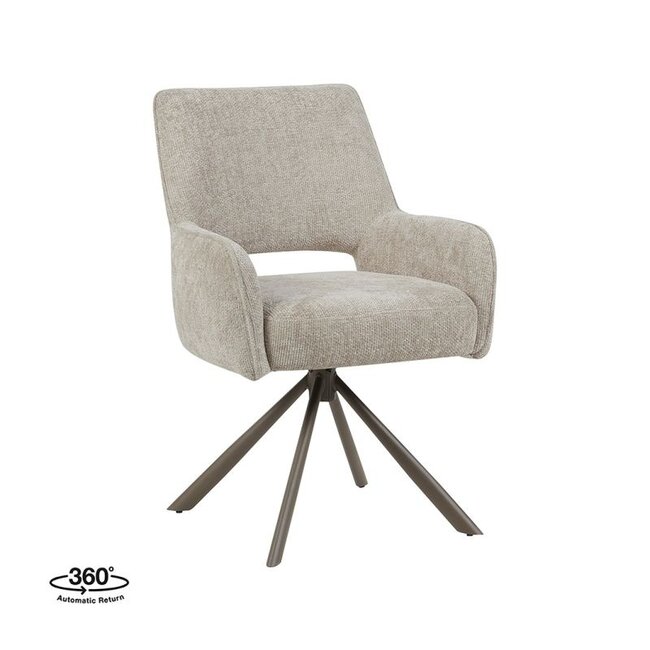 Label51 Eetkamerstoel Bergerac - Naturel - Chenille - Brons Metalen Frame
