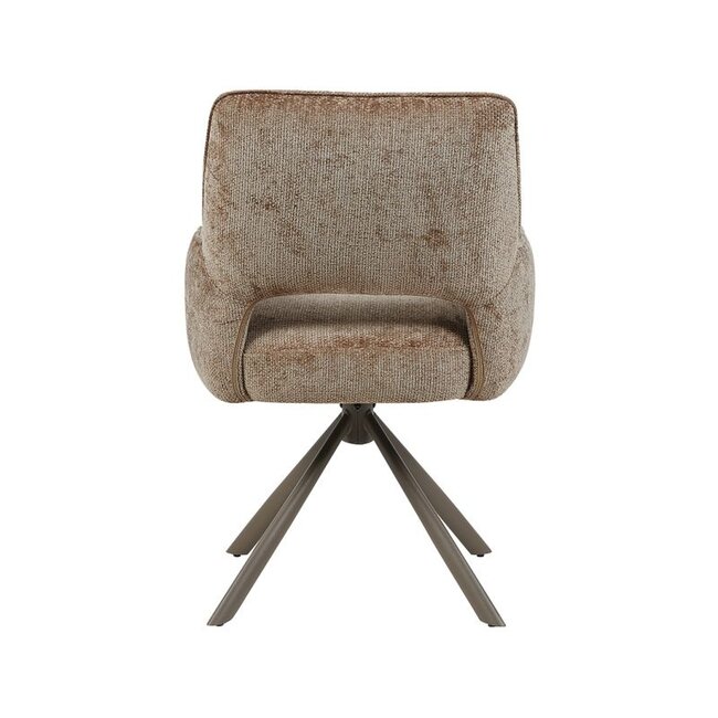 Label51 Eetkamerstoel Bergerac - Taupe - Chenille - Brons Metalen Frame